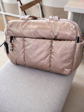 CALPAK Metallic Puffer Tote Bag – Gold Quilted Travel Tote